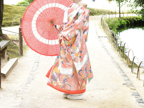 色打掛U-07 ピンク鶴とリボン